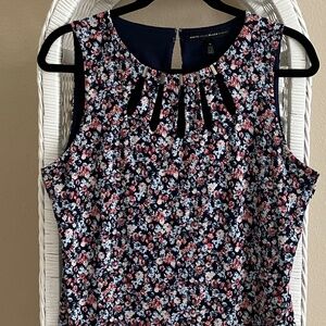 WHBM, Size M, Sleeveless, Flowered Top, Blue